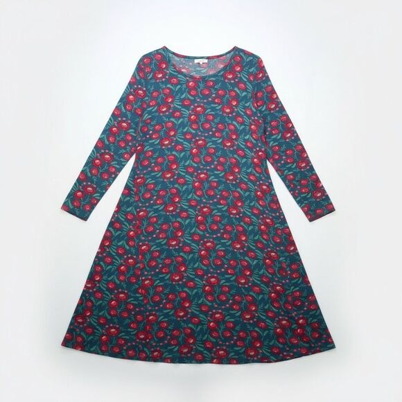 Gudrun Sjoden Dresses & Skirts - Gudrun Sjoden Floral Print Dress L Jersey Knit Lyocell Stretch Long Sleeve Boho